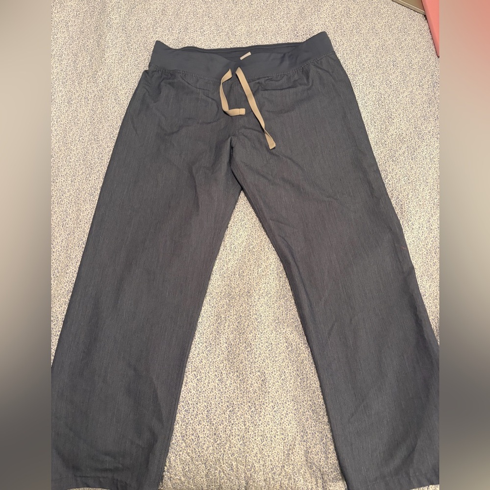 Figs High Waisted Livingston Scrub Pants in Heather Denim